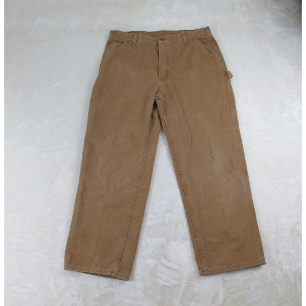 Carhartt Pants Mens 38 Brown Denim Jeans‎ B111 BRN Flannel Lined Pockets 38X30*